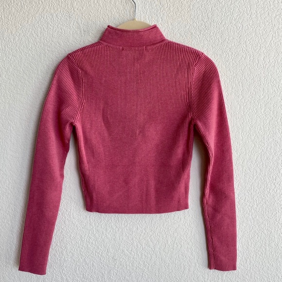 NWT J.ING Pink Basic Zip Up Sweater - Flamingo - Picture 7 of 15